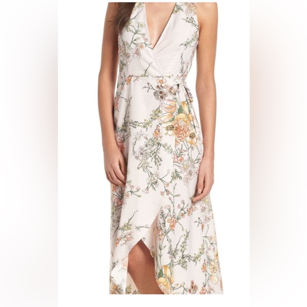 XS Leith EUC Sleevless long-midi Light Pink Floral Wrap Dress